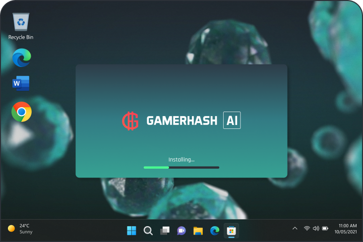 GamerHash AI install and sign-in screen