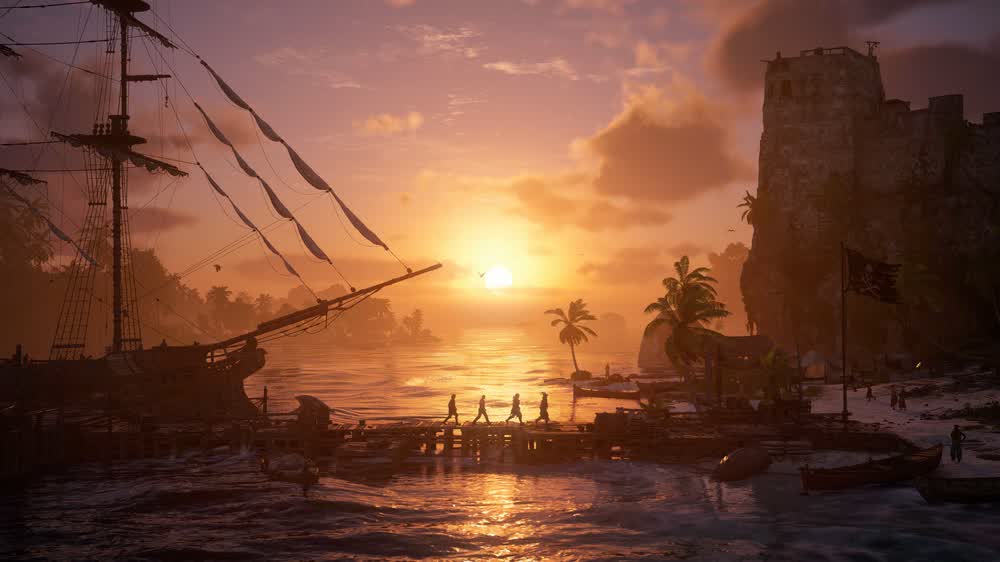 카리브해에서 잭도 호의 키를 잡은 에드워드 켄웨이 — Assassin’s Creed Black Flag Resynced 공식 아트워크