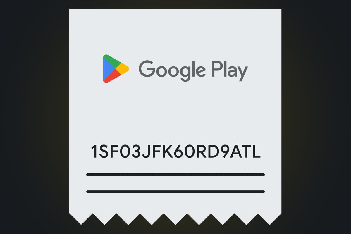 어두운 배경 위에 놓인 Google Play 기프트 카드 공식 이미지