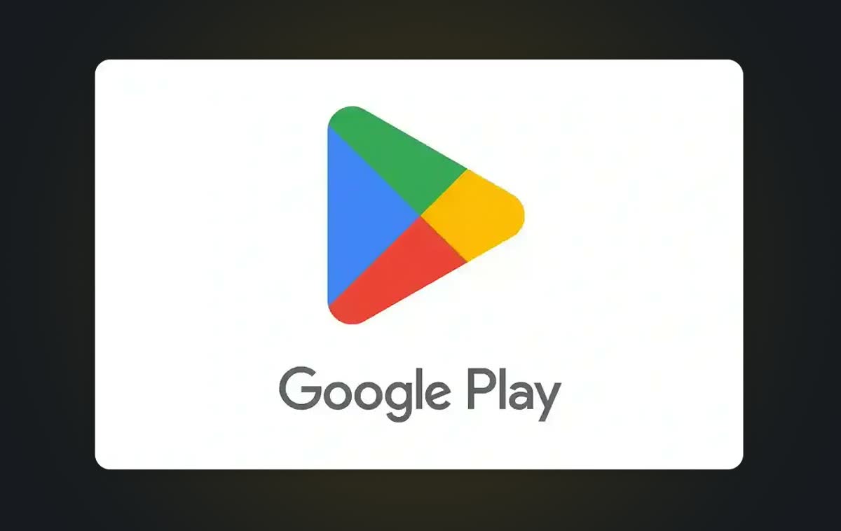 어두운 배경 위에 놓인 Google Play 기프트 카드 공식 이미지