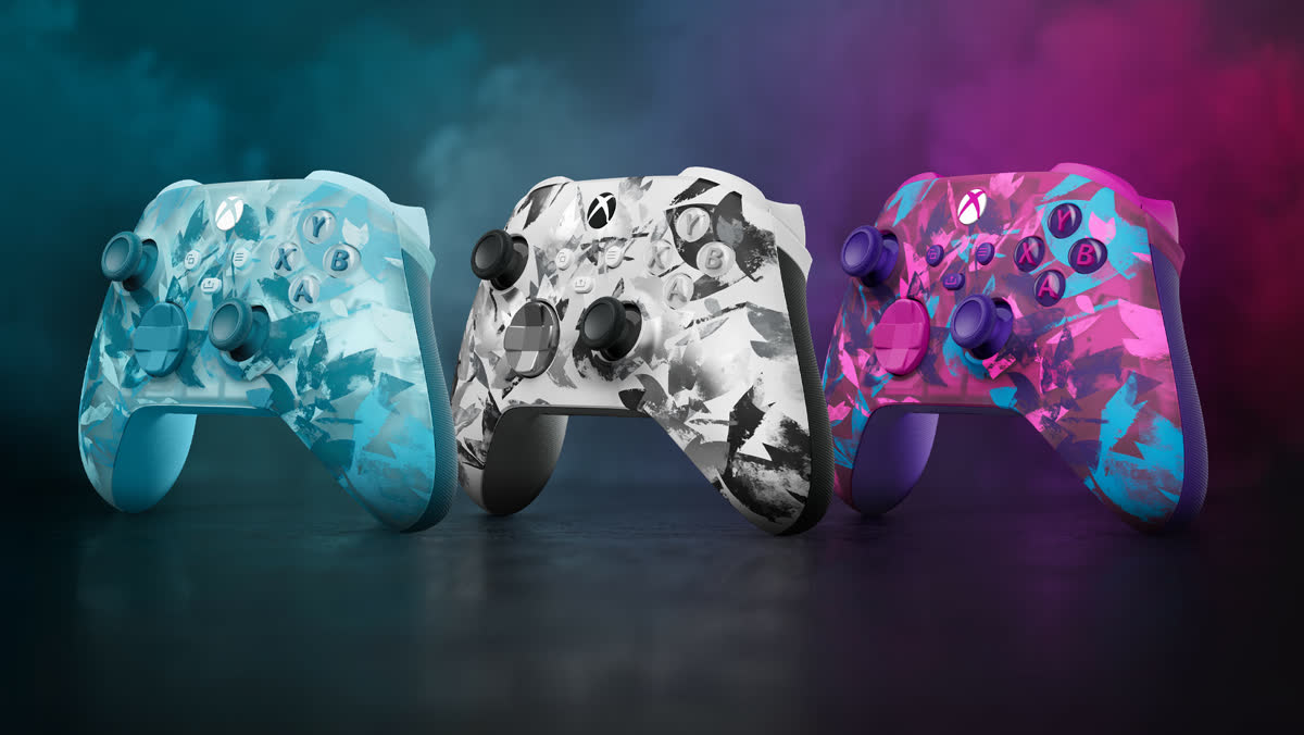 Oficjalna grafika Microsoftu — bezprzewodowy kontroler Xbox w kolorze Velocity Green na zielonym tle